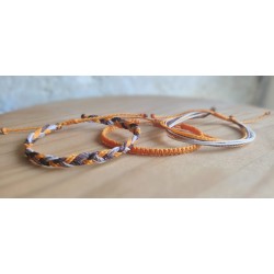 Ensemble bracelets, lot de 3 - Orange, Micro-macramé