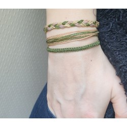 Ensemble bracelets, lot de 3 - Vert kaki, Micro-macramé
