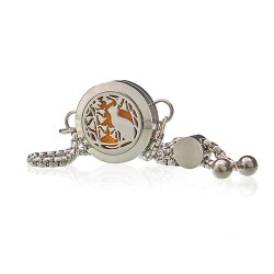 Bracelet chaîne bijoux aromathérapie - Chat et fleurs - 20 mm