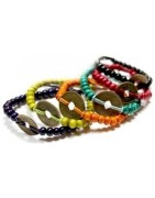 Bracelets feng-shui, fabriqué en perles de bois et pièce de bonne foturne